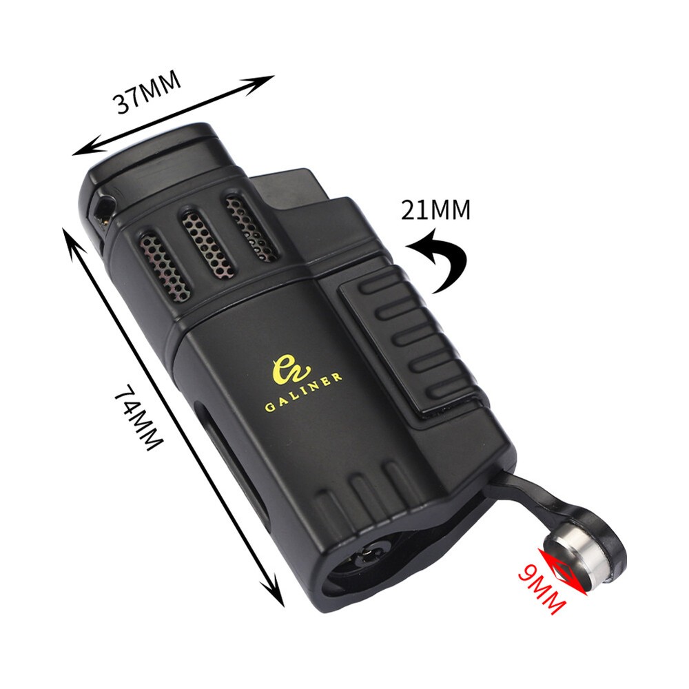 Galiner Pocket Windproof Cigar Lighter Punch Jet 4 Flame Torch Refillable Butane