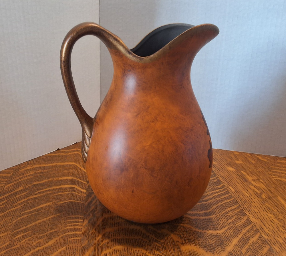 Pitcher Decorative Fall Leaves Thanksgiving 10" Tall