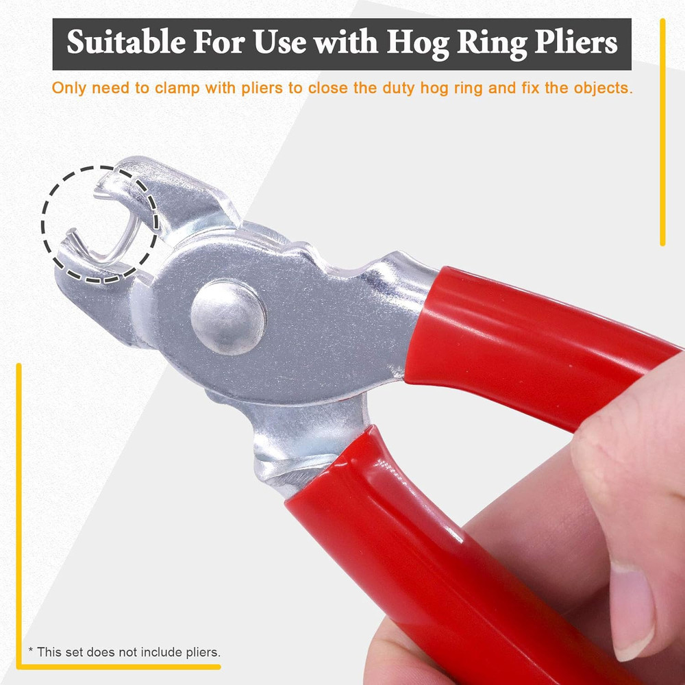 1500 Pcs Galvanized Hog Rings Size Assorted Set with 3/8", 3/4", 1/2" Upholstery