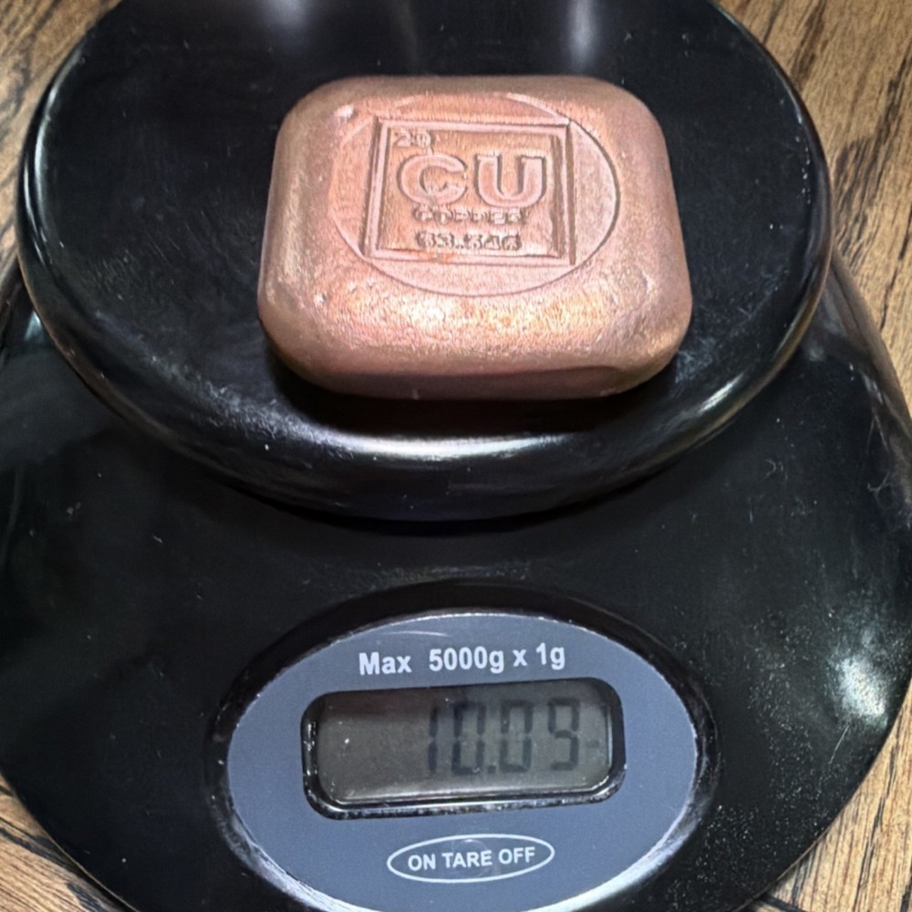 Handmade Copper Ingot 10 Ounce Cast Bar