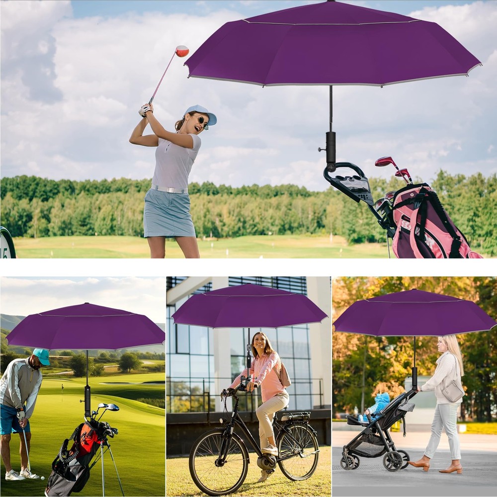 Satol 62" Large Golf Umbrella, Windproof, Auto Open/Close, Reflective - FAST SHI