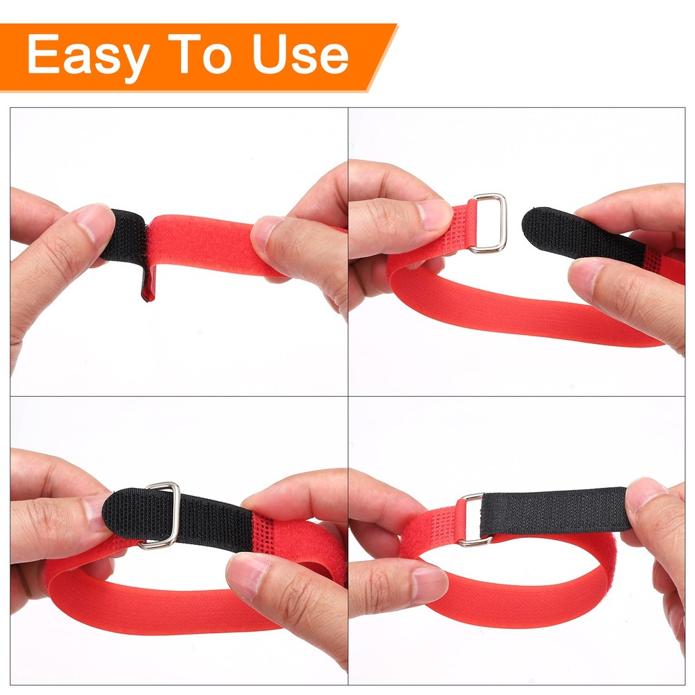 5Pcs Battery Tie Down Straps 0.8x6" Red Nylon Hold Down Hook Loop Straps