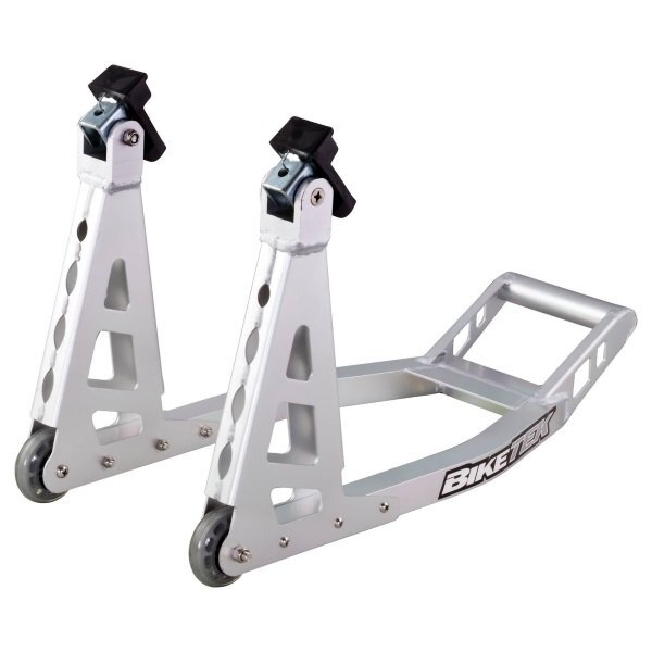 Biketek Aluminium Front Box Stand Silver Motorcycle Workshop
