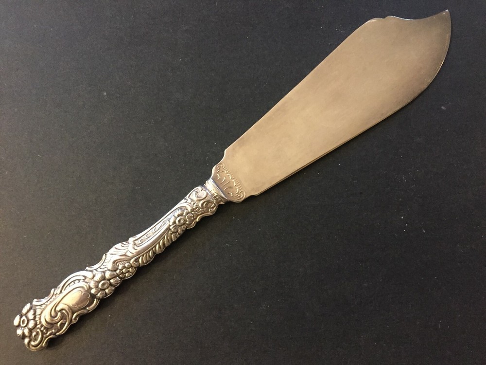Vintage A B Nils Johan Sweden Ornate Silverplate 9" Fish Knife Solid Blade