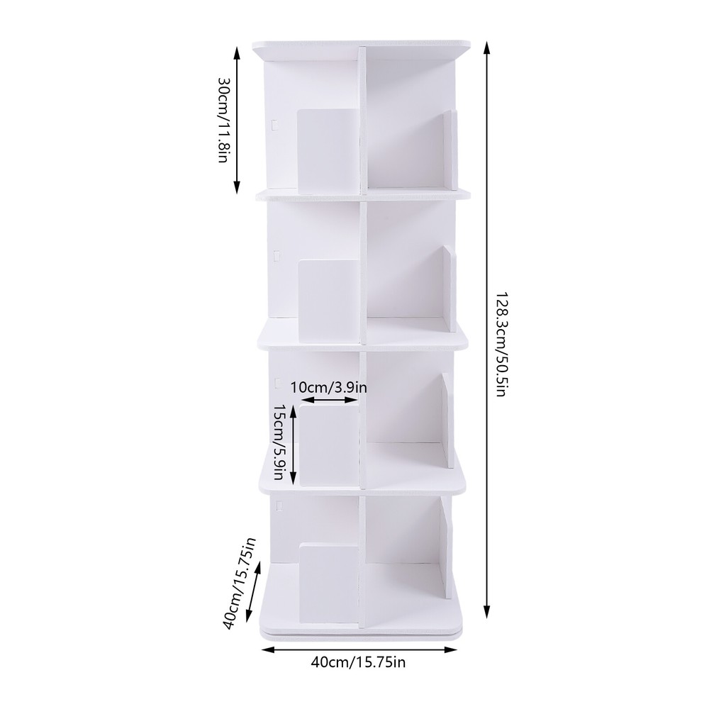360?? Rotating Bookshelf 4 Tier Standing Bookcase Small Corner Bookcase