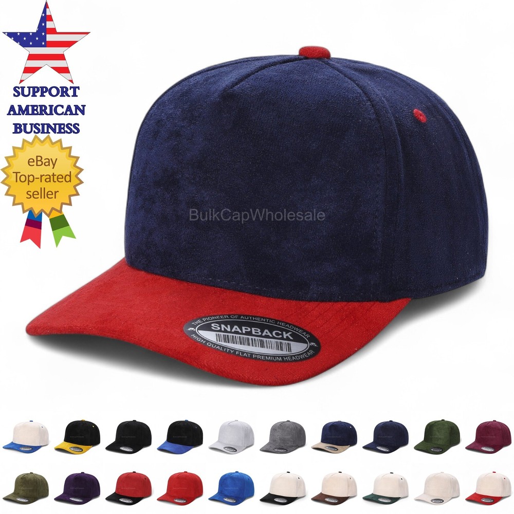 Suede Baseball Cap Snapback Adjustable Size Hat 5 Panel Men Women Visor