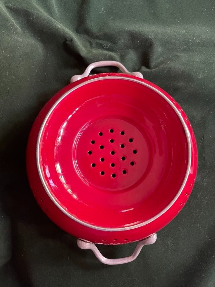 Vintage Red Enamel Colander