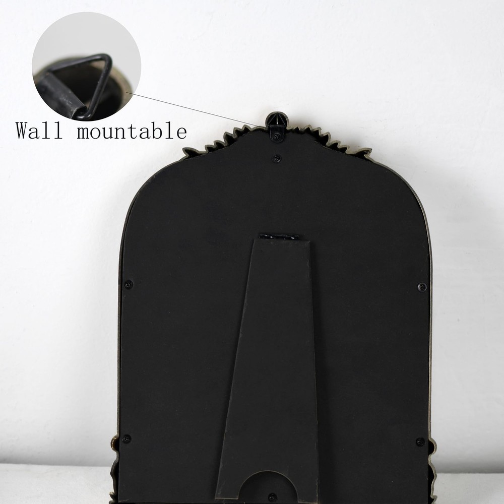 Gold Plastic Arched Makeup Mirror, Standing, Hanging or Wall Mount, Bathroom,...