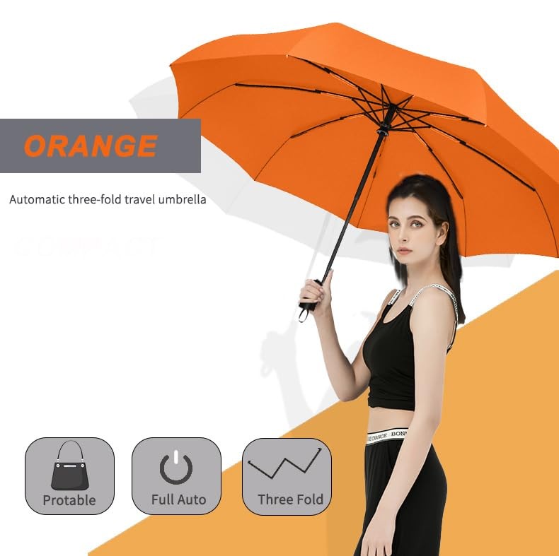 Windproof Travel Compact Umbrella-Automatic Umbrellas for Rain-Compact Foldin...