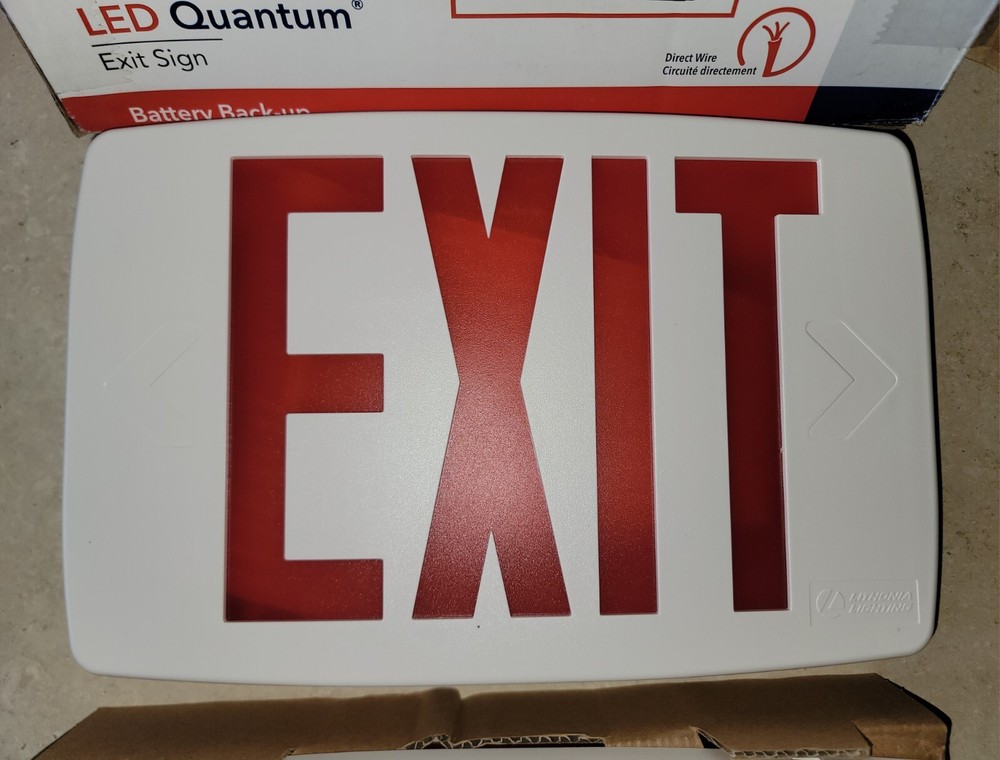 Exit Sign Lithonia Emergency Led Lighting Quantum Thermoplastic With Red Letters