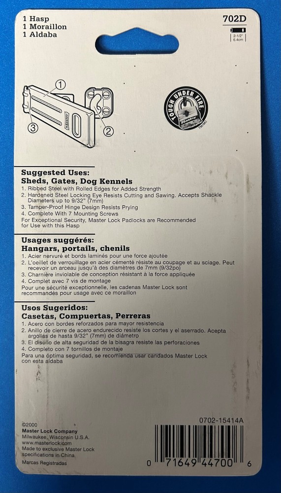 Master Lock Hardened Steel Locking Eye 702D
