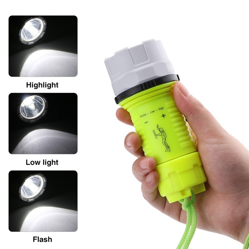 Waterproof Strong Light LED Torch Scuba Diving Underwater Flashlight Torch Lamp