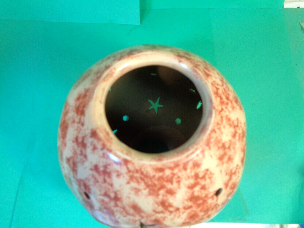 Pottery Tropical Pattern Tea Light/Candle Globe, Brazil (Used/EUC)