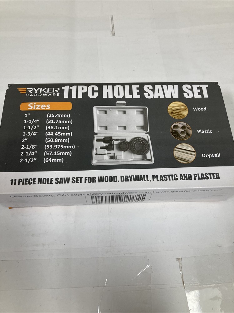 Ryker Hardware 11pc Hole Saw Set New