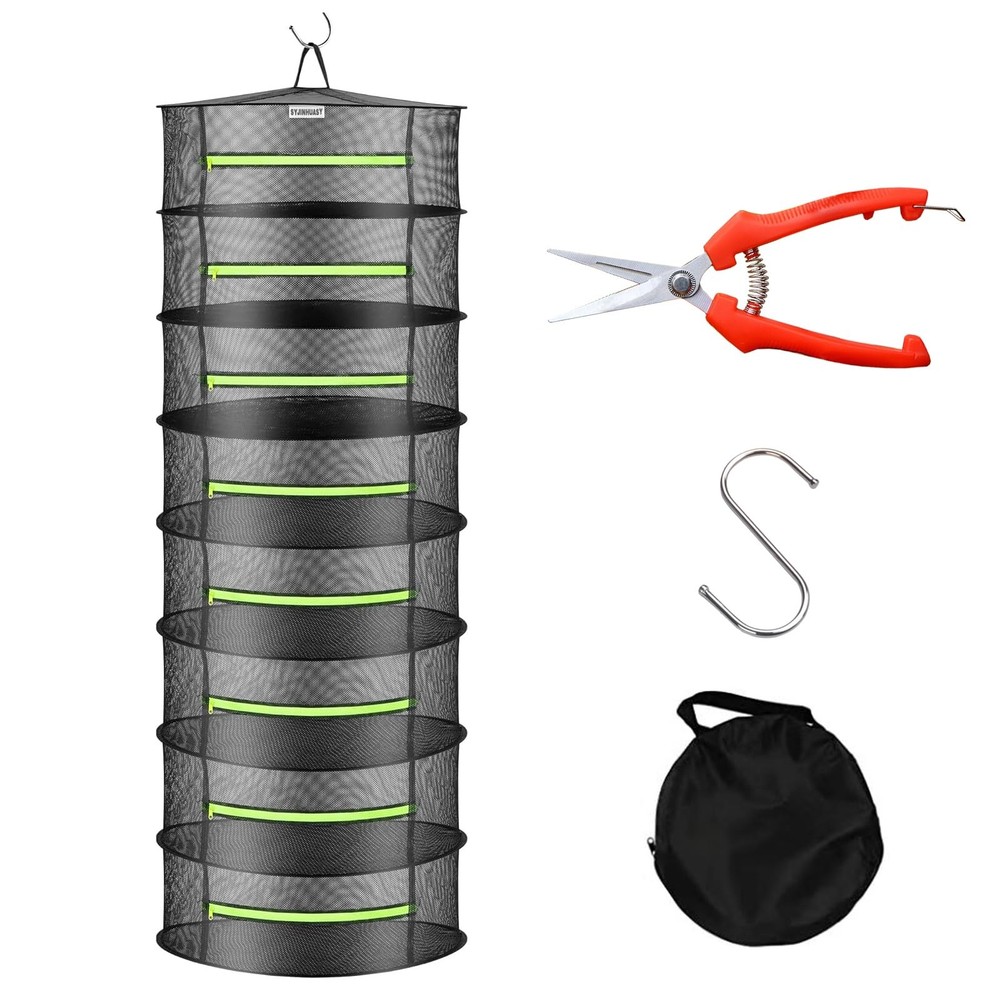 Herb Drying Rack, Breathable Mesh, 8 Layers, Black, Nylon, Polyester, Hanging...