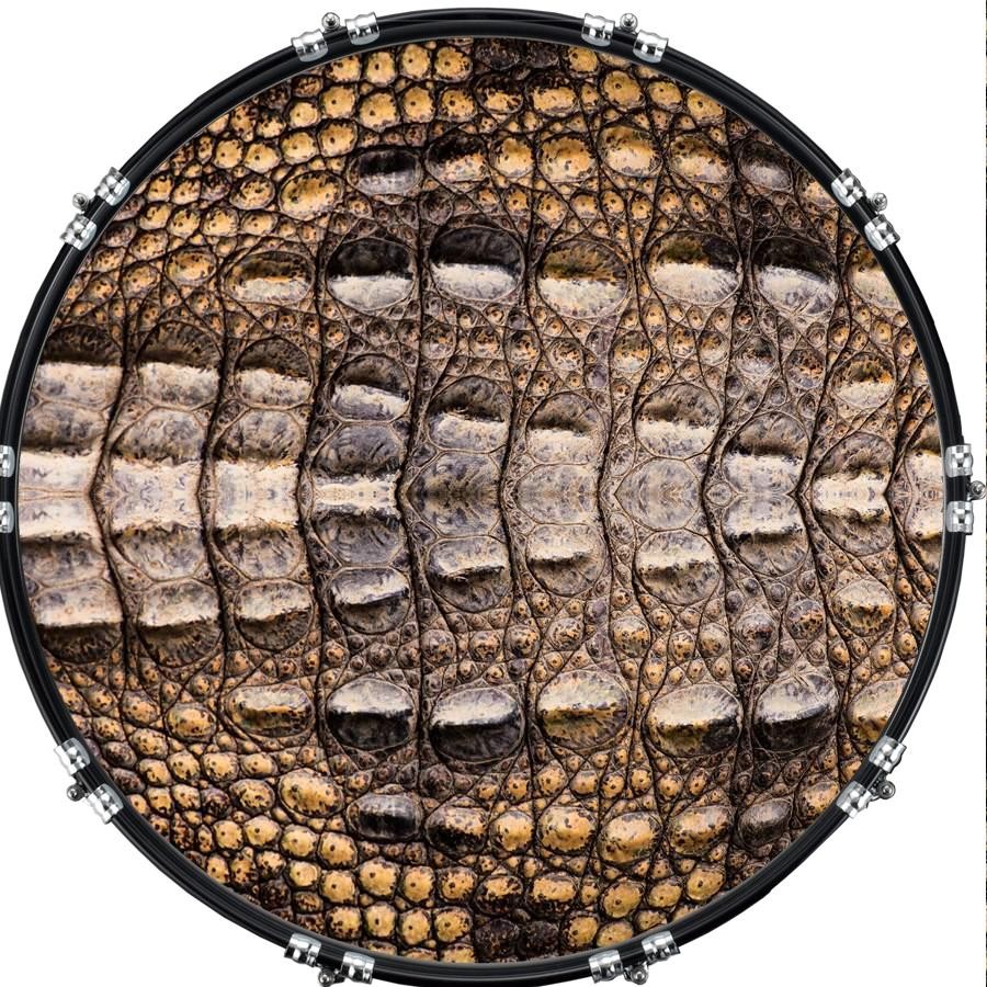 Custom 22" Kick Bass Drum Head Graphical Image Front Skin Crocodile Skin