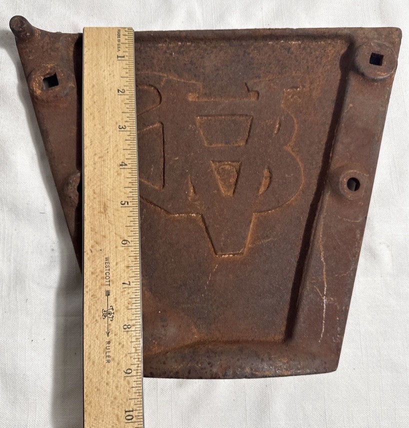 PAIR - Rare Antique Van Brunt/John Deere Cast Iron Implement End Caps
