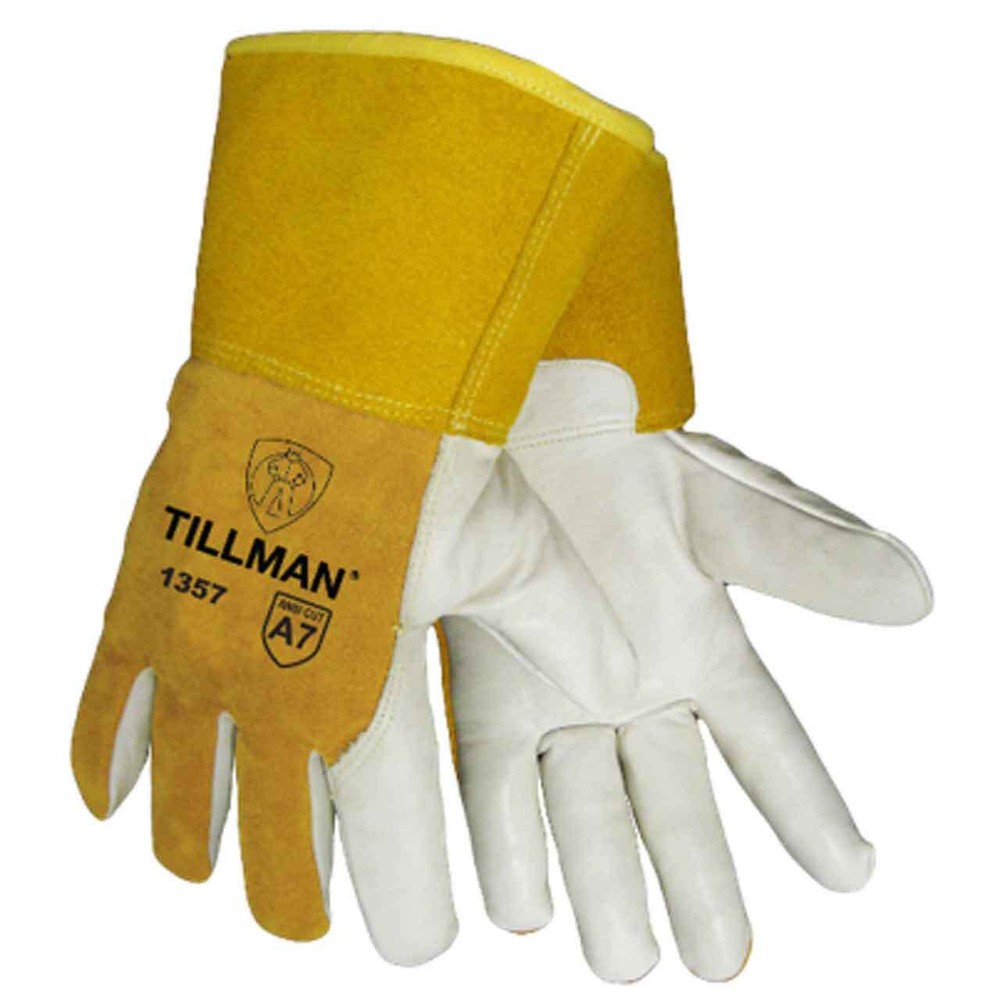Tillman 1357 Cowhide MIG Gloves, Sock Lining, A7 Cut Resistant, Medium