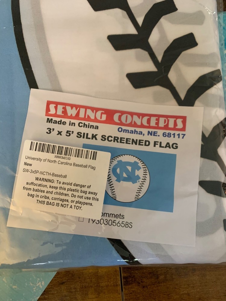 Silk Screened NC Baseball Flag New in Bag