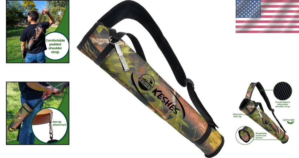 Adjustable Archery Back Quiver Holder - Camo Shoulder Strap