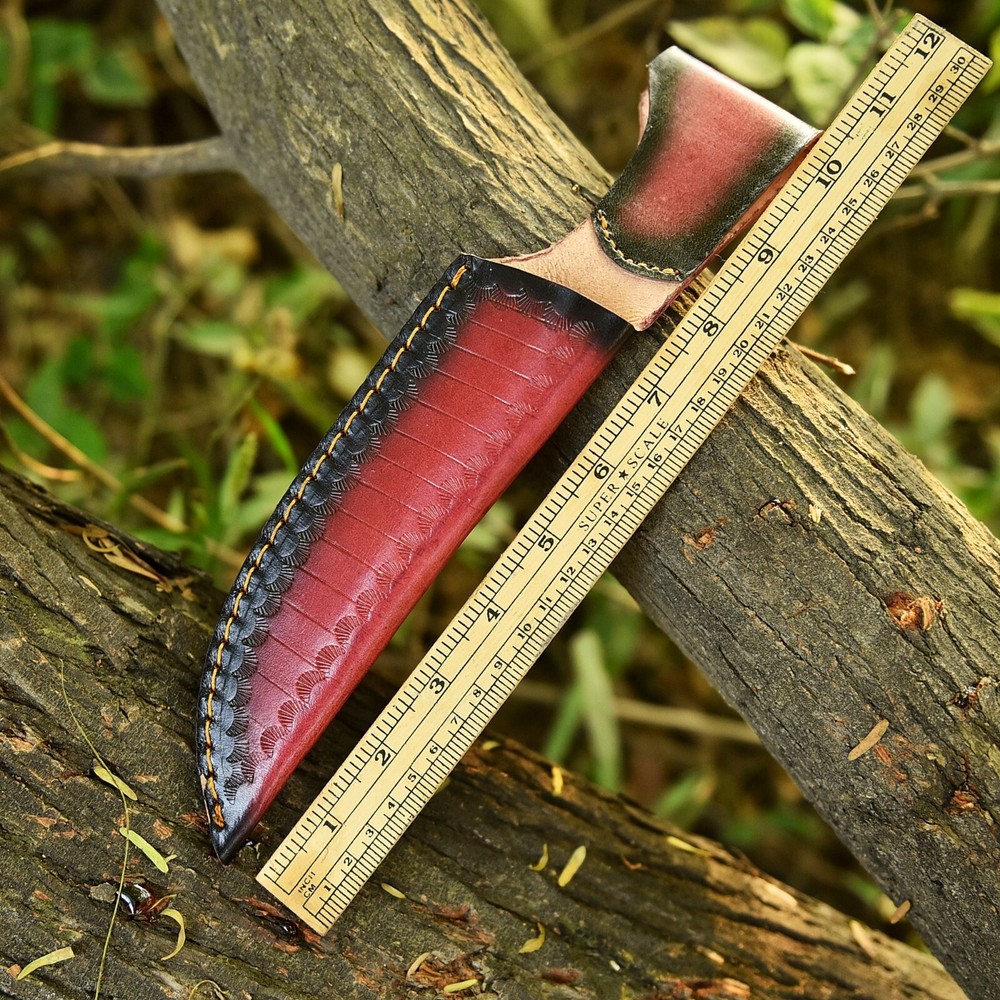 Handmade Leather knife sheath Fix Blade knife Belt Loop two shade