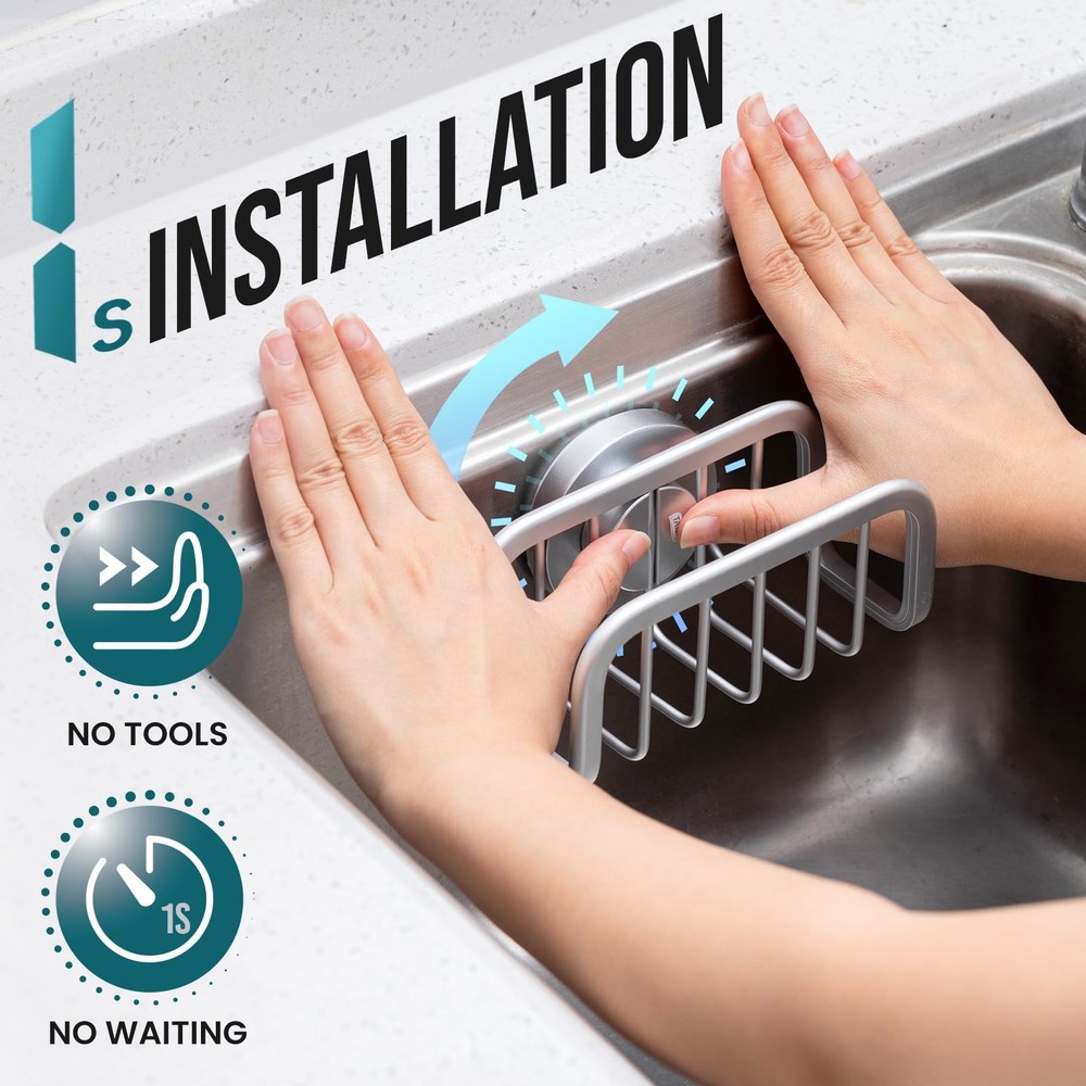 TAILI Sponge Holder for Kitchen Sink with Strong Suction Cup, Removable Sponge H