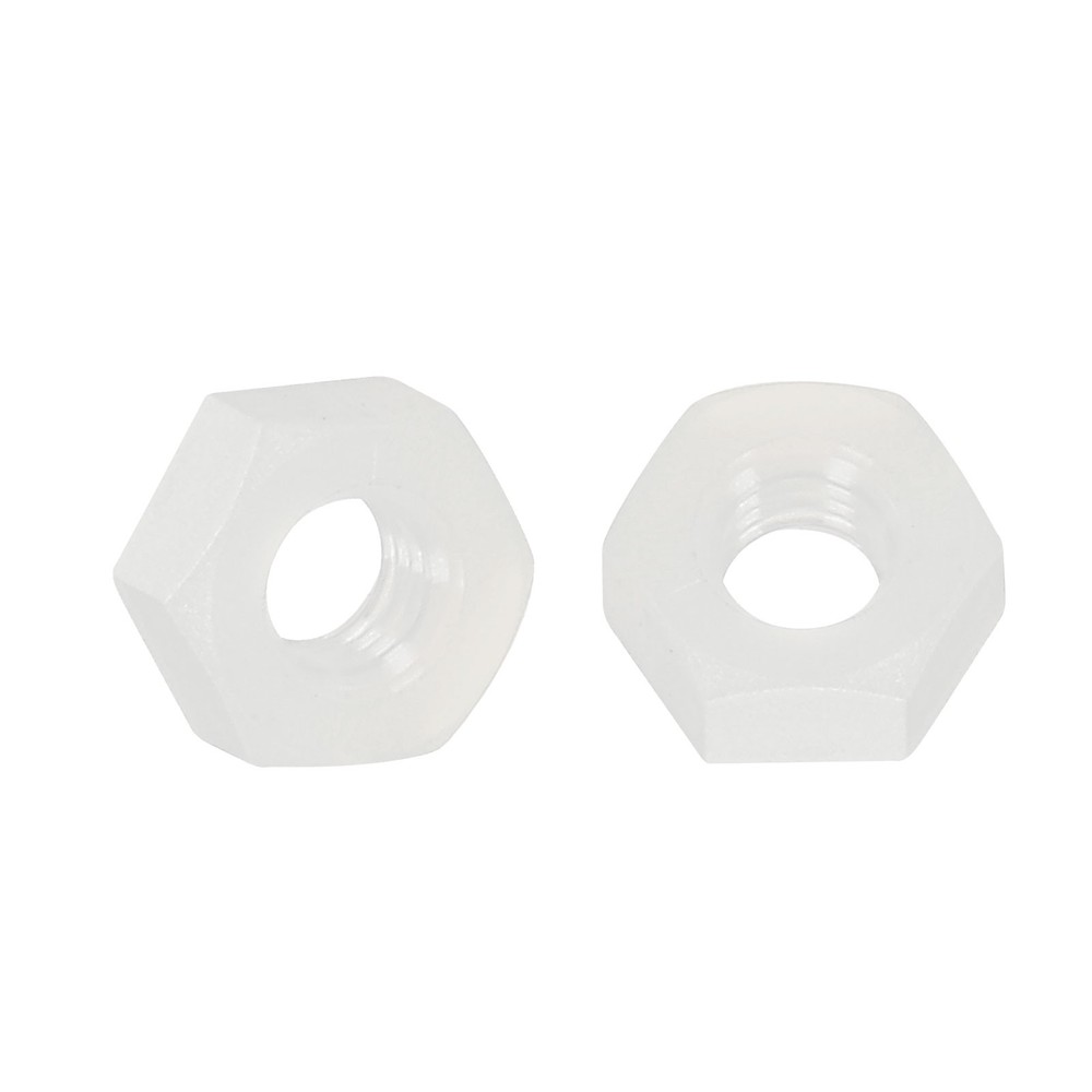 100pcs Hex Nuts - [M3-0.5] Nylon Hardware Nuts, White, UNC
