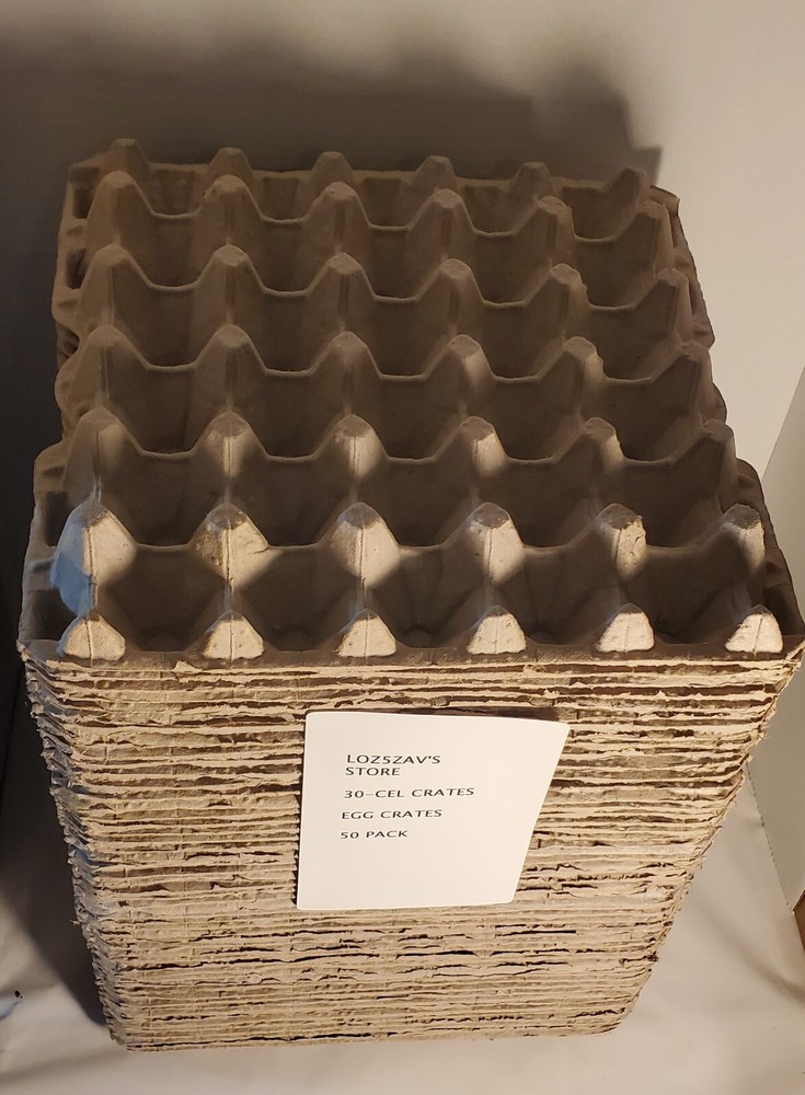 30-Cell Stackable Egg Crates, Pulp Fiber 50pack, Cartones de huevo