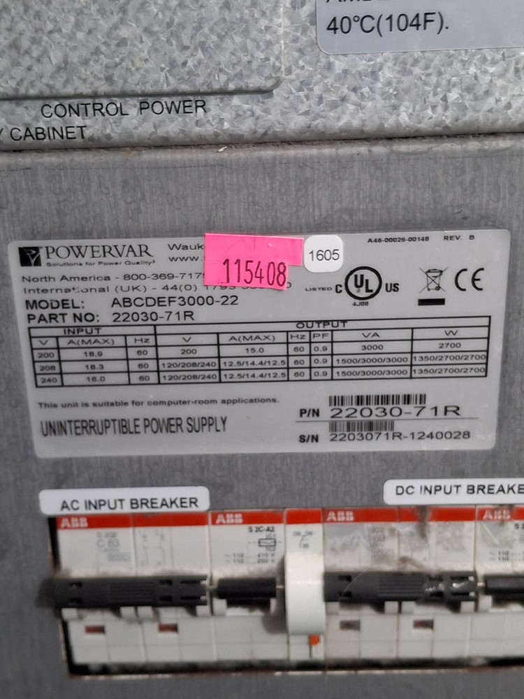 Powervar ABCDEF2000-22 Security Plus Series UPS