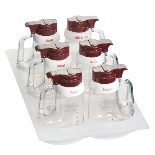 Tablecraft 483 48 oz Red Salad Dressing Dispenser Set