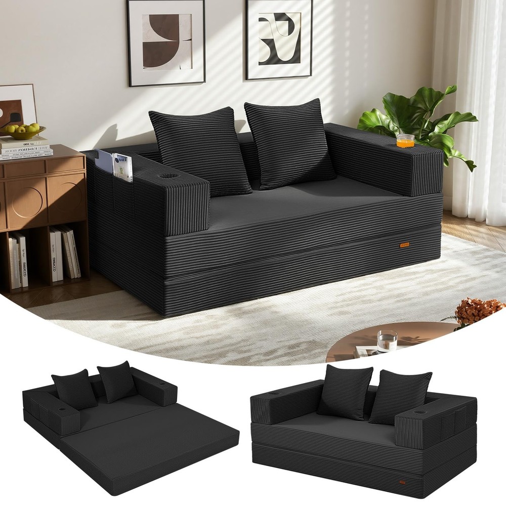 COMAX Futon Sofa Bed, 4‑in‑1 Convertible Sofa Bed, Folding Boneless