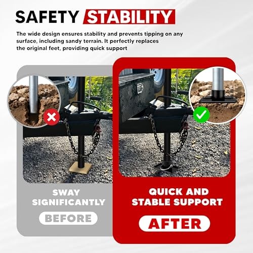 Removable Trailer Jack Base Plate (with Pin Base), 5000lbs Capacity Black Foot