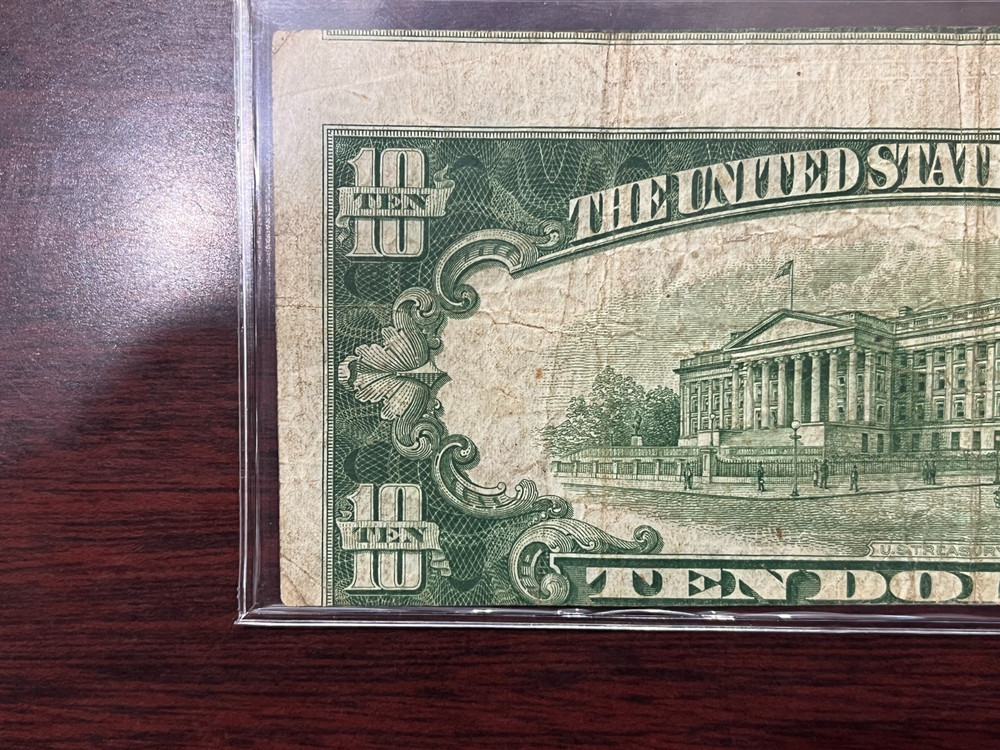 1950 $10 Ten Dollar Note Off Center Miscut Error Rear