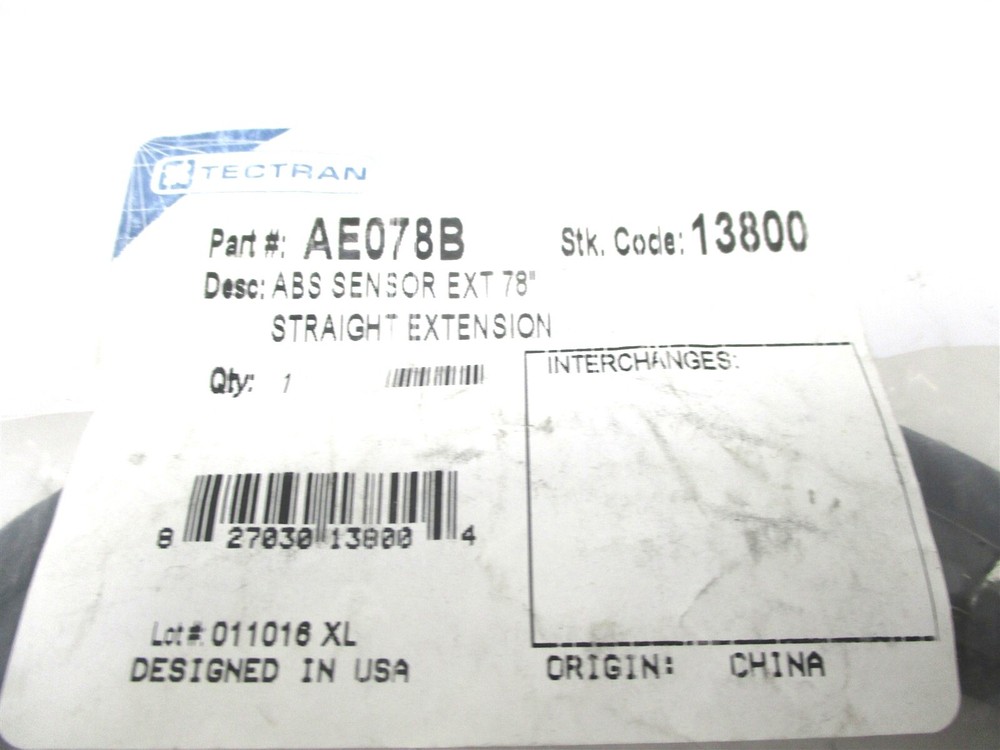 AE078B NEW TECTRAN ABS SENSOR EXTENSION CABLE 78" 13800