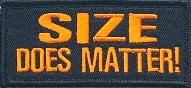 SIZE DOES MATTER MOTORCYCLE VEST EMBROIDERED IRON ON PATCH H-7