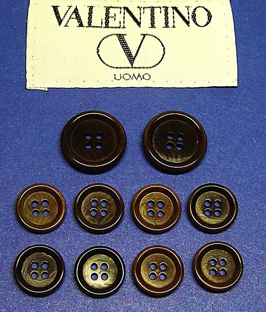 VALENTINO Replacement Buttons 10 dark brown plastic buttons Good Used Condition