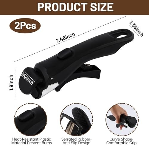 2PCS Universal Detachable Pot Handles, Removable Cookware Handle Replacement, Bl