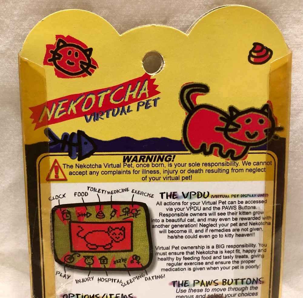 NEKOTCHA HEAET SHAPE VIRTUAL PET "KITTEN" KEYCHAIN, AGES 5+, NOS, INSTRUCTIONS