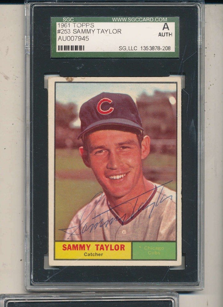 Sammy Taylor Cubs #253 1961 Topps signed sgc