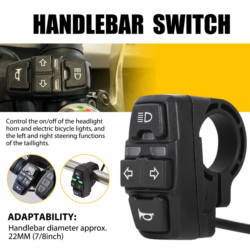 Headlight Switch Turn Signal Horn ON/OFF Button For 7/8" Motorcycle Handlebar US