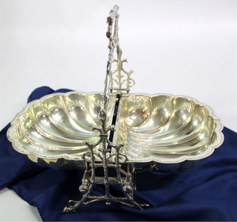 Antique Benetfink & Co. Silverplate Clamshell Biscuit Barrel