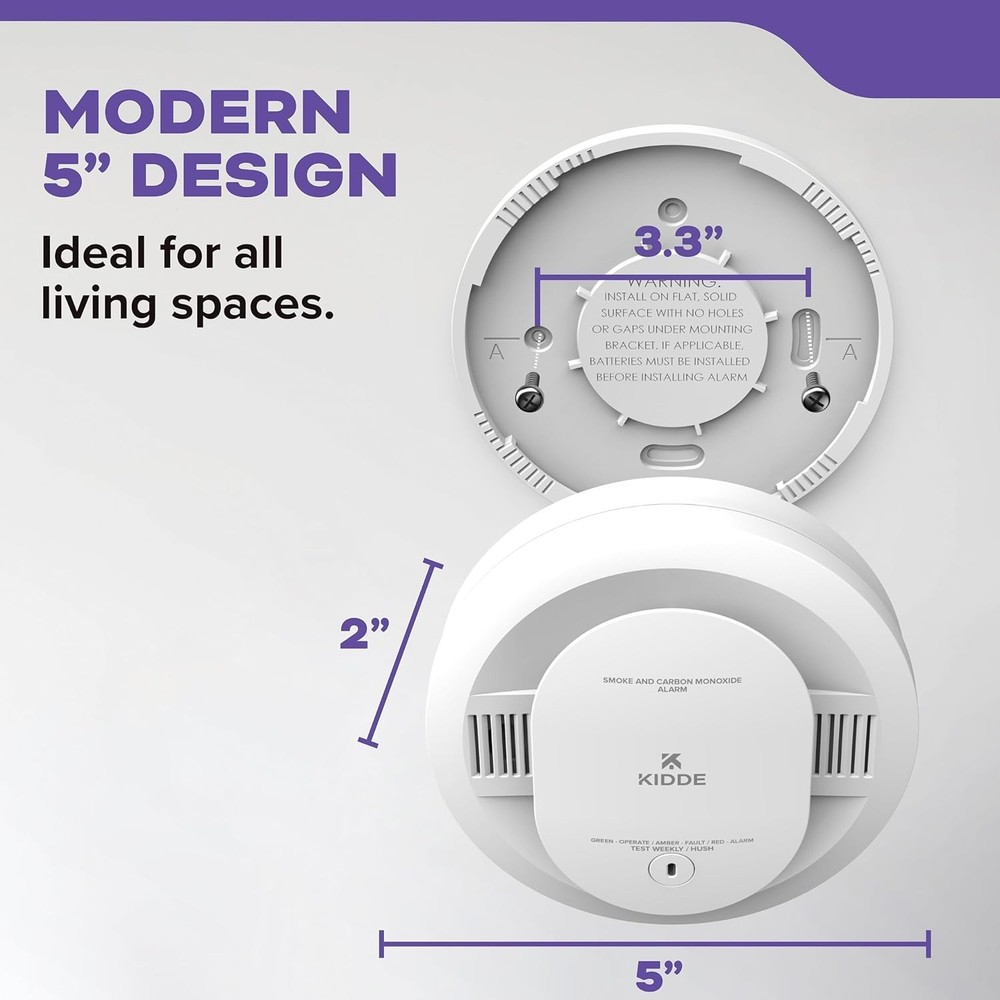 Smoke & Carbon Monoxide Detector, AA Battery Powered, LED Warning Light Indic...