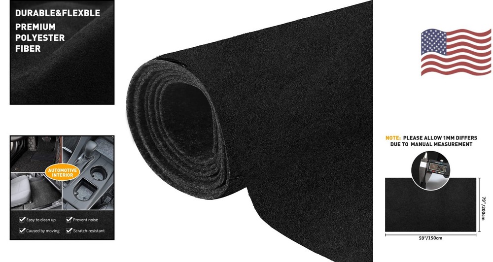 78"x59" Black Carpet for Speakers & Sub-Boxes - Durable & Flexible