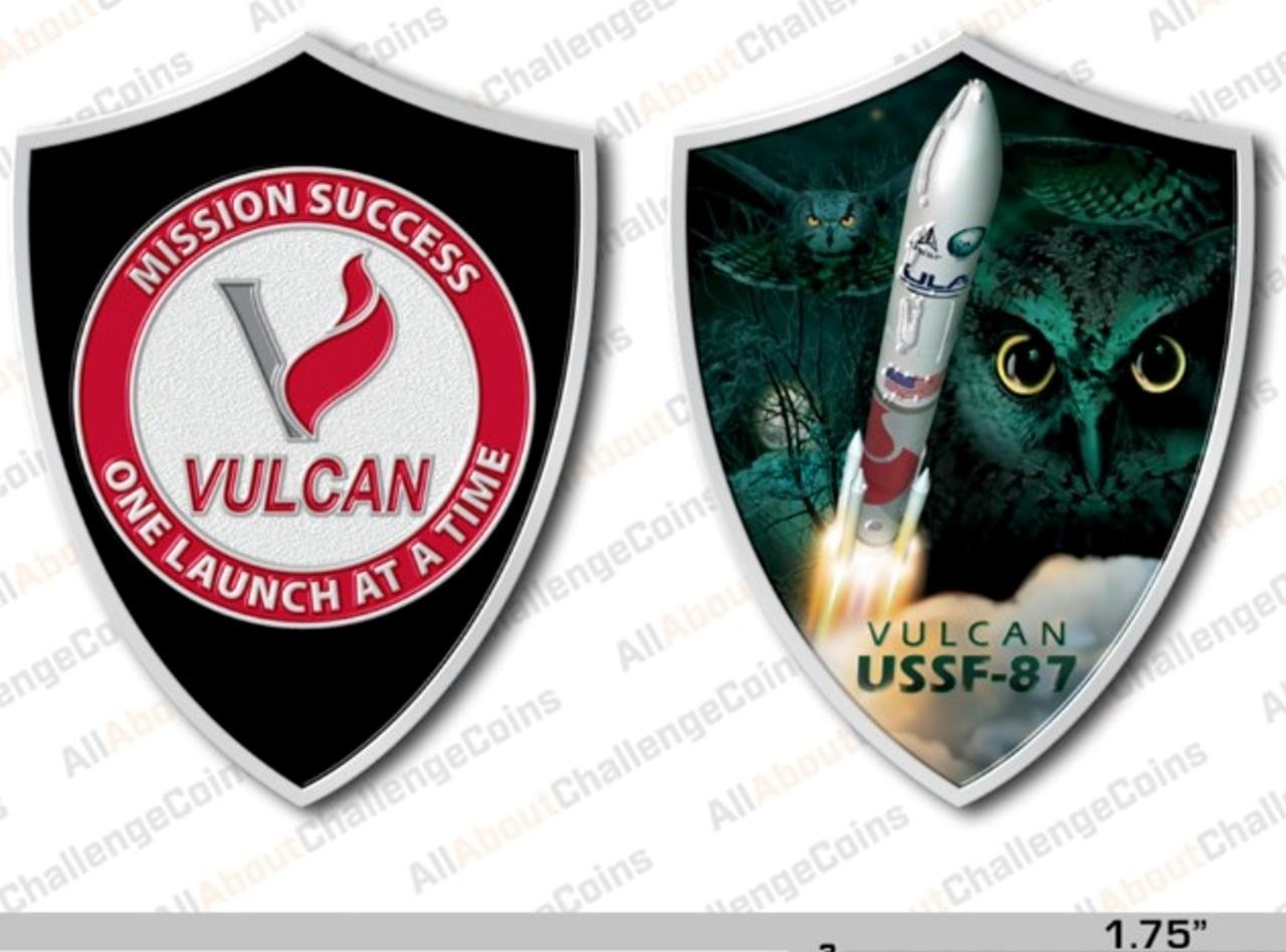 ULA VULCAN USSF-87 DOD MISSION COIN SHIELD SHAPE MISSION SUCCESS 1 LAUNCH @ TIME