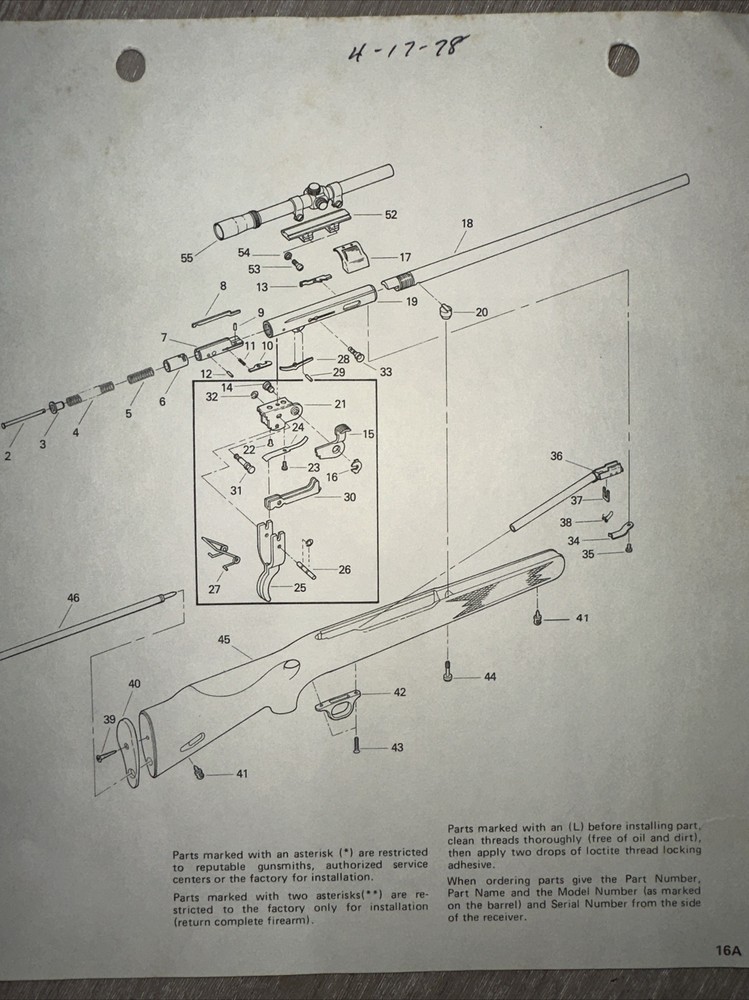 1970s MOSSBERG Model 377 Parts List
