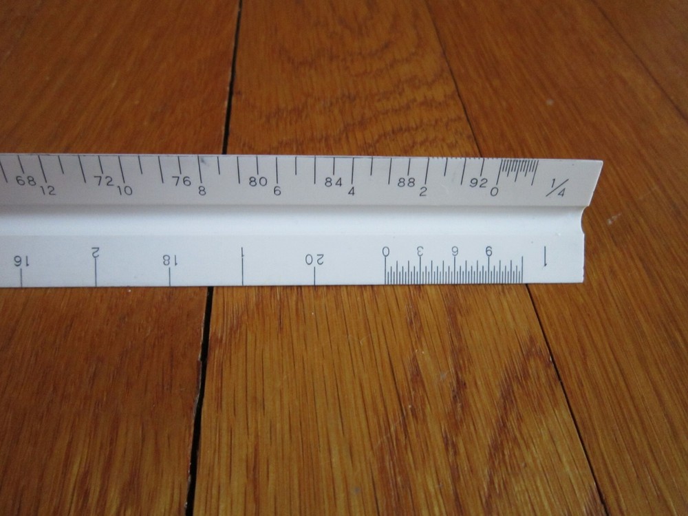 Vtg Charvoz 12" Architect Drafting Ruler 3 Sided Triangular Plastic 30-1201 Case