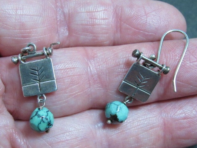 southwestern turquoise  earrings sterling