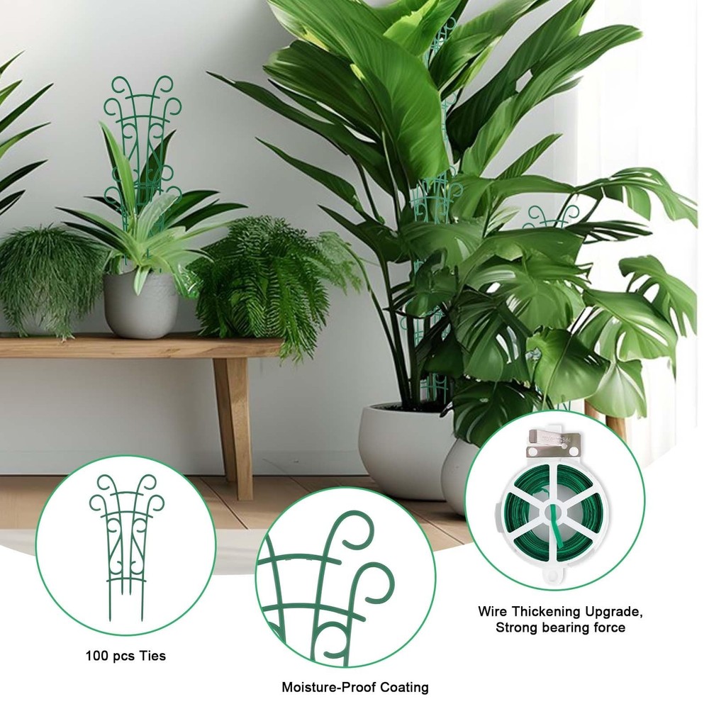 Qaobo Plant Trellis for Potted Plants 12 Pack Stackable Indoor 12 Pack, Green