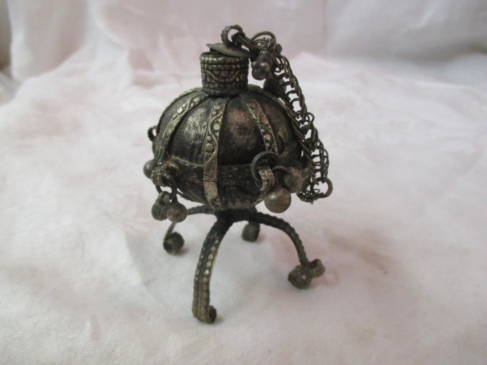 Antique silver plated Arabian Incense Ball with Stopper