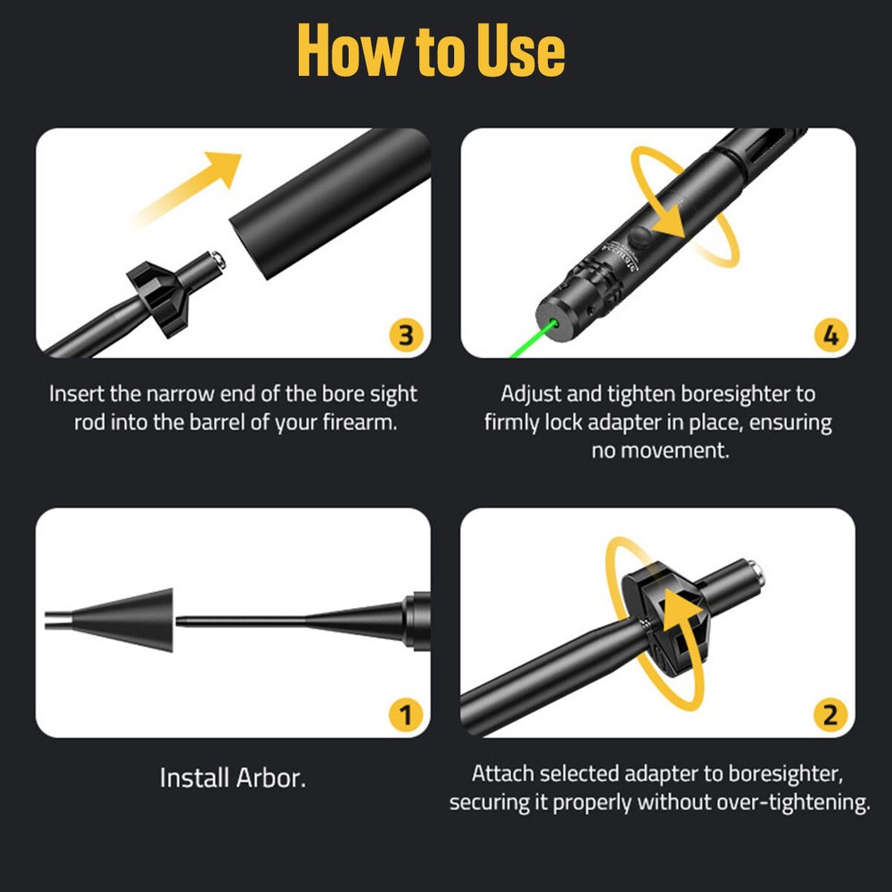Professional Green Laser Bore Sight Kit 64 Multiple Caliber Upgraded Boresighter